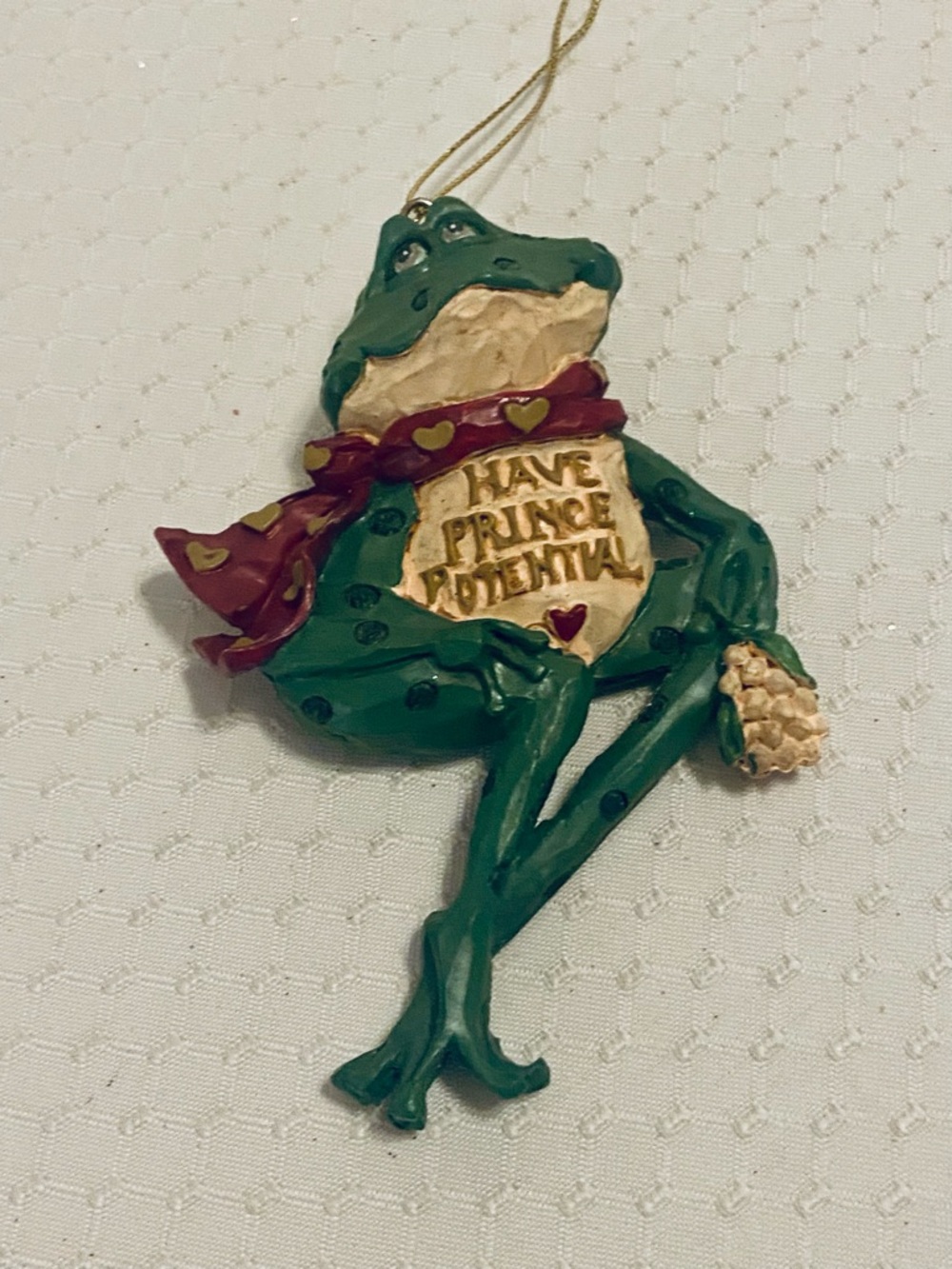 Prince Charming Frog Ornament "Have Prince Potential". Excellent Piece.